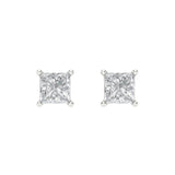 0.5 ct Brilliant Princess Cut Solitaire Studs Natural Diamond Stone Clarity SI1-2 Color G-H White Gold Earrings Screw back