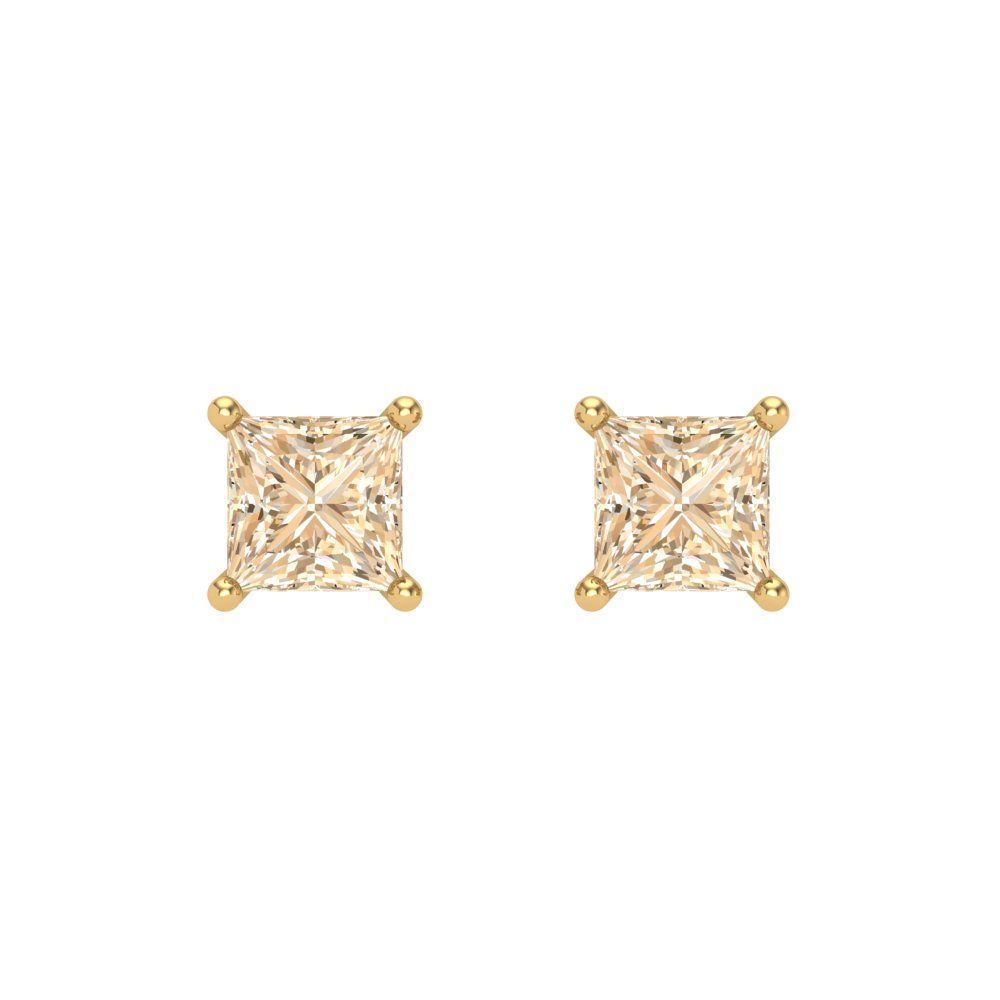 0.5 ctw Morganite Studs Earrings | 3.5mm Princess Cut White Gold Screw back | February Birthstone