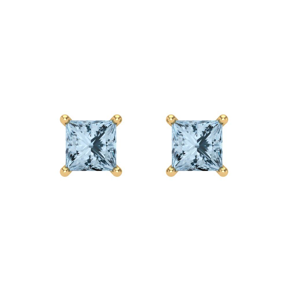 0.5cttw Aquamarine Gold-Plated 925 Silver Screw Back Stud Earrings