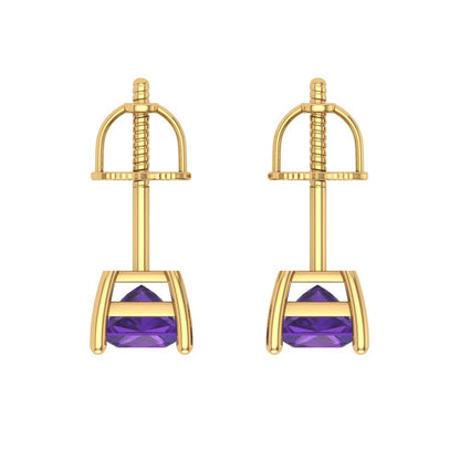 0.5cttw Amethyst Gold-Plated 925 Silver Screw Back Stud Earrings