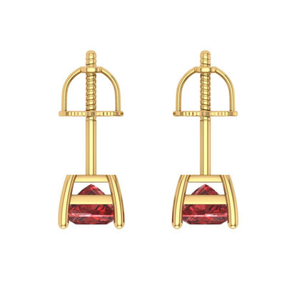 0.5 ctw Garnet Studs Earrings | 3.5mm Princess Cut White Gold Screw back | January Birthstone