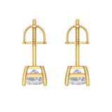 0.5 ct Brilliant Princess Cut Solitaire Studs Natural Diamond Stone Clarity SI1-2 Color G-H Yellow Gold Earrings Screw back