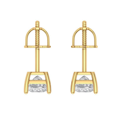 0.5 ctw Moissanite Studs Earrings | 3.5mm Princess Cut White Gold Screw back | April Birthstone