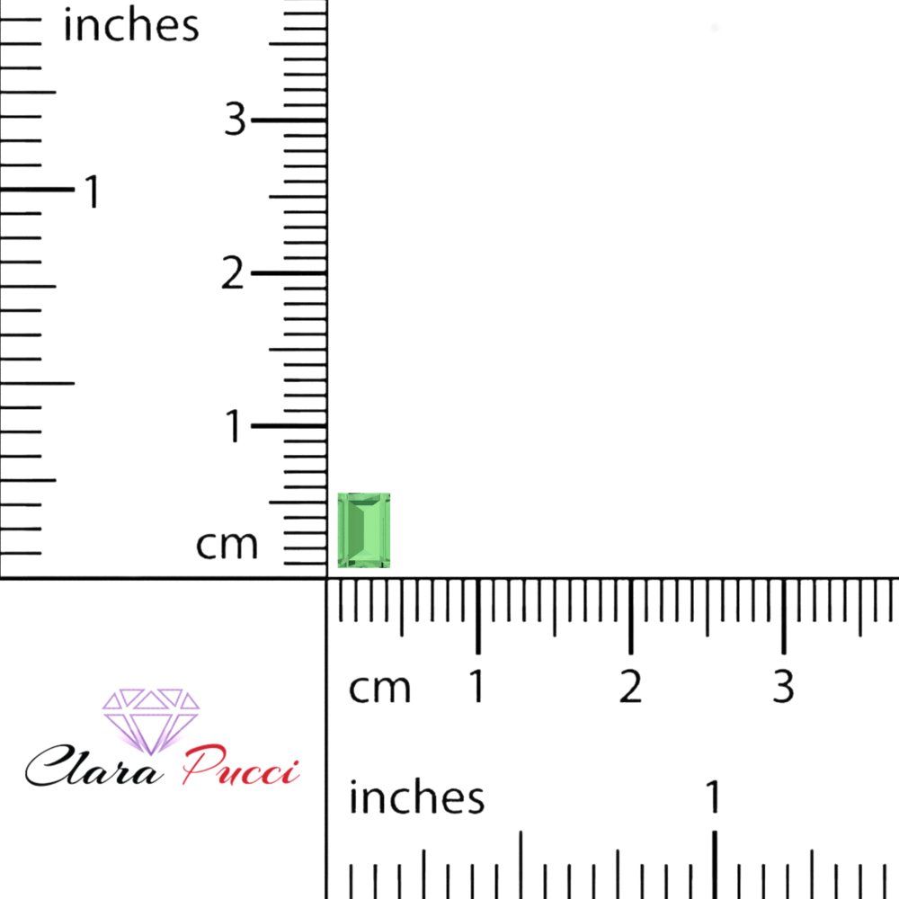 0.33 ct 5x3.5mm Baguette Cut Simulated Light Green August Birthstone