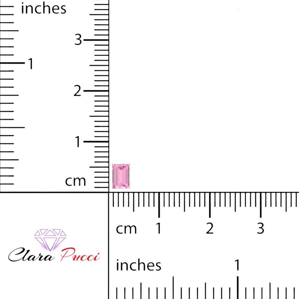 0.33 ct 5x3.5mm Baguette Cut Simulated Pink October Birthstone