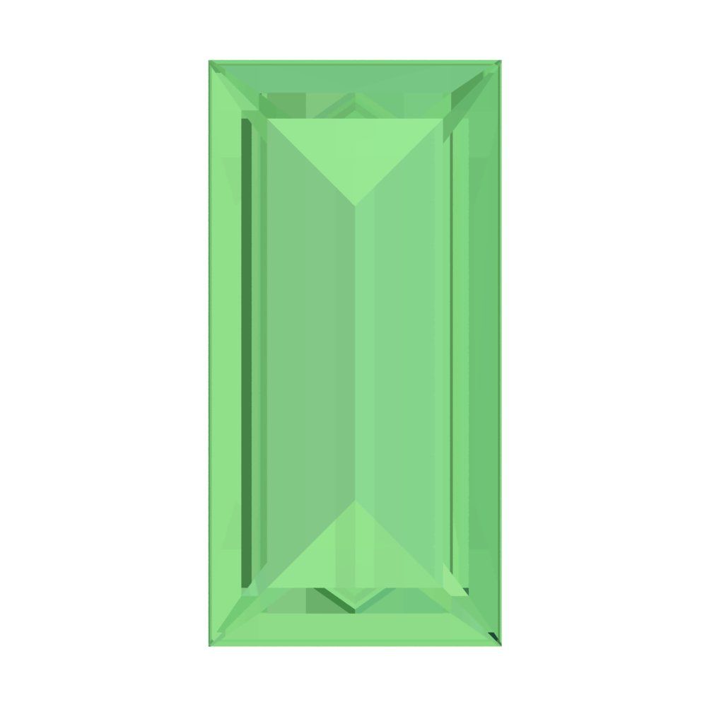 0.33 ct 5x3.5mm Baguette Cut Simulated Light Green August Birthstone