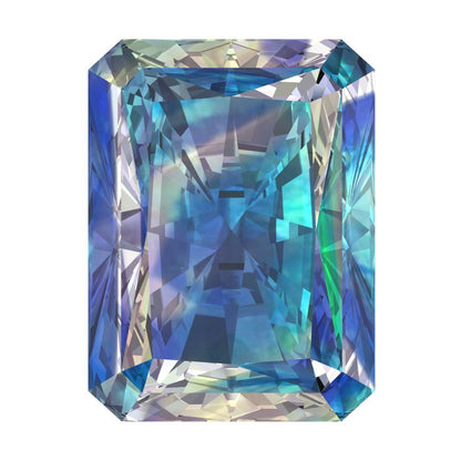 0.5 to 3 ct Emerald Cut VVS1 Synthetic Blue moissanite September Birthstone