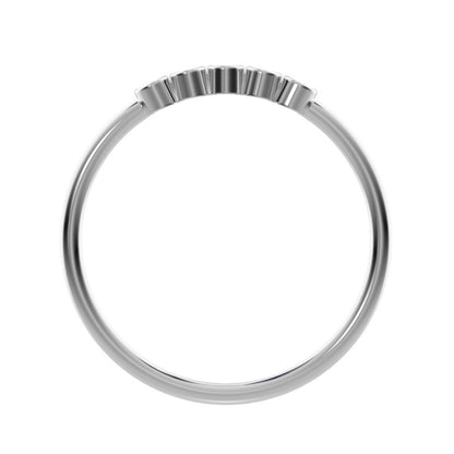 0.4Ct Pear Cut Simulated Clear Diamond dainty Stackable Minimalist bezel Half Eternity eye 14K / 18K Solid White Gold everyday wedding band