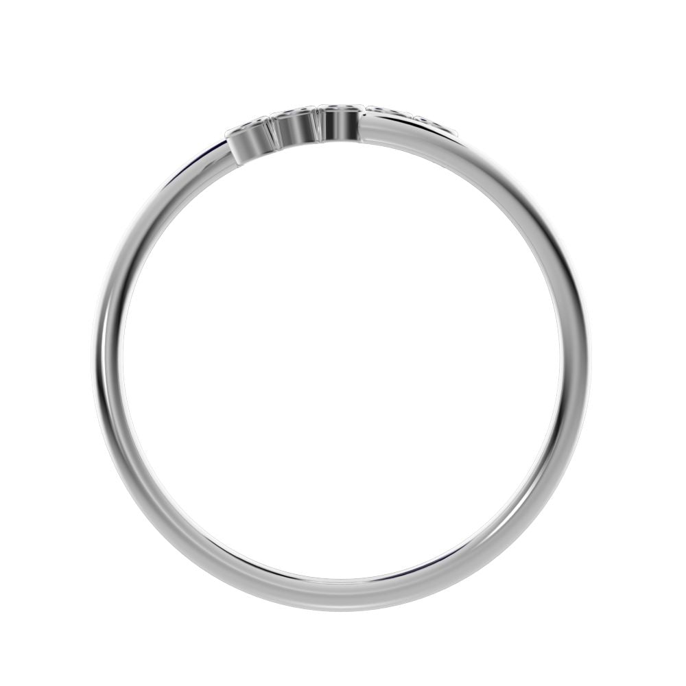 0.06 ct Round Cut Moissanite dainty Minimalist adjustable bezel spiral 14K / 18K Solid White Gold everyday wedding band