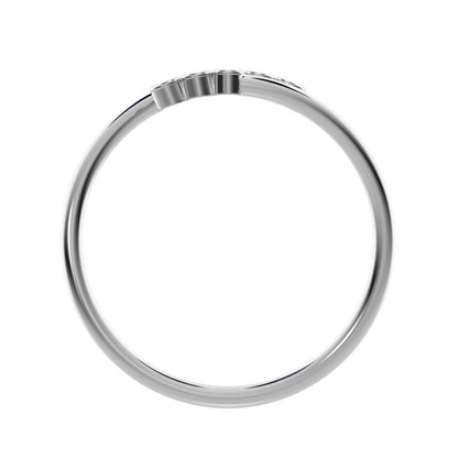 0.06 ct Round Cut Moissanite dainty Minimalist adjustable bezel spiral 14K / 18K Solid White Gold everyday wedding band