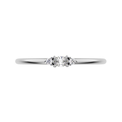 0.12 ct oval Cut Moissanite dainty Minimalist Stackable 3 stone light simple Stackable 14K / 18K Solid White Gold everyday ring