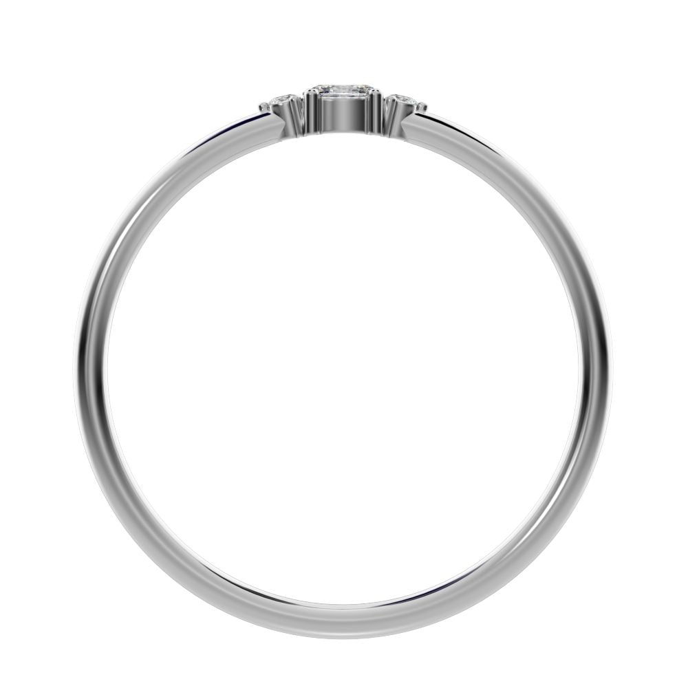 0.12 ct oval Cut Simulated Clear Diamond dainty Minimalist Stackable 3 stone simple Stackable 14K / 18K Solid White Gold everyday ring