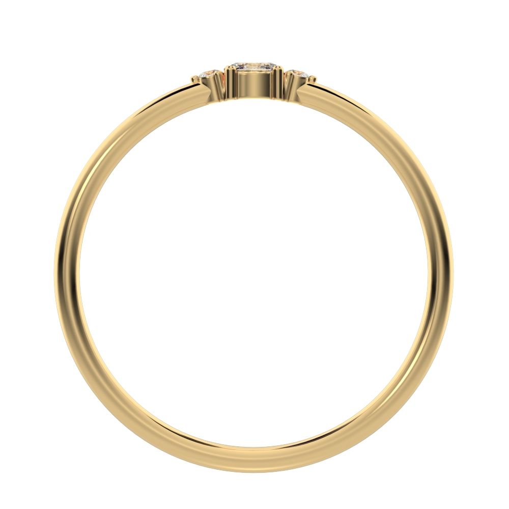 0.12 ct oval Cut Simulated Clear Diamond dainty Minimalist Stackable 3 stone simple Stackable 14K / 18K Solid Yellow Gold everyday ring