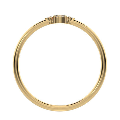 0.12 ct oval Cut Simulated Clear Diamond dainty Minimalist Stackable 3 stone simple Stackable 14K / 18K Solid Yellow Gold everyday ring