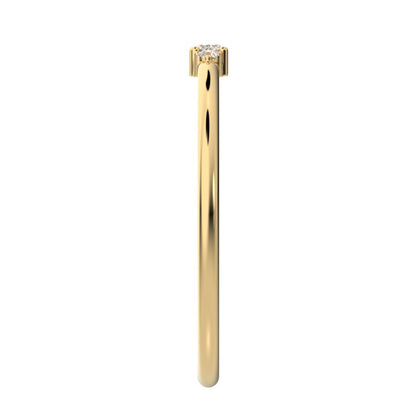 0.12 ct oval Cut Simulated Clear Diamond dainty Minimalist Stackable 3 stone simple Stackable 14K / 18K Solid Yellow Gold everyday ring