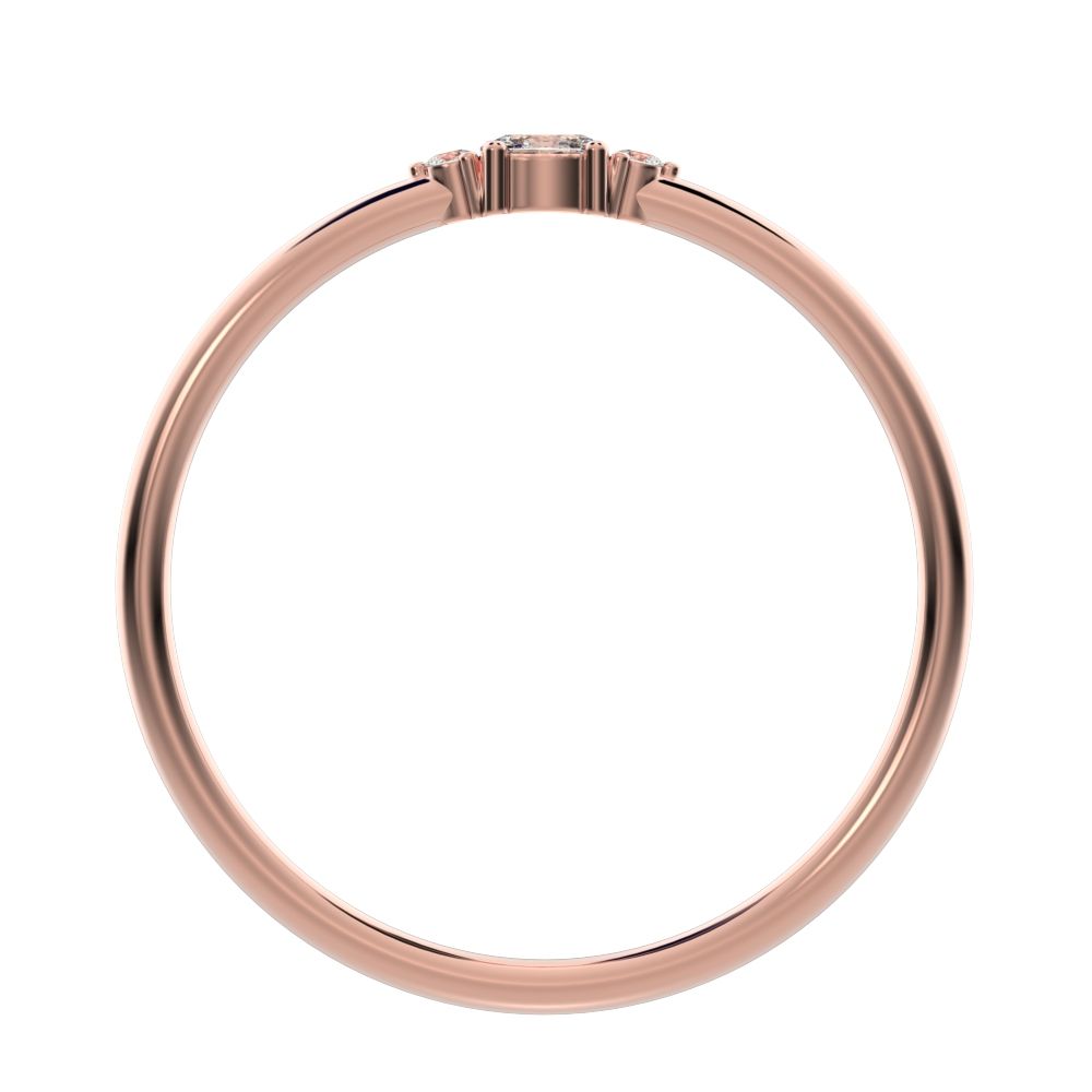 0.12 ct oval Cut Moissanite dainty Minimalist Stackable 3 stone light simple Stackable 14K / 18K Solid Rose Gold everyday ring