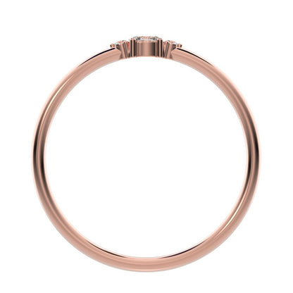 0.12 ct oval Cut Moissanite dainty Minimalist Stackable 3 stone light simple Stackable 14K / 18K Solid Rose Gold everyday ring