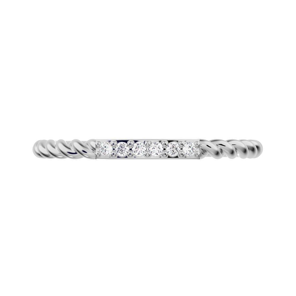 0.045Ct Round Cut Simulated Clear Diamond Minimalist Stackable knot twist twist simple 14K / 18K Solid White Gold everyday wedding band