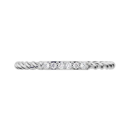 0.045Ct Round Cut Simulated Clear Diamond Minimalist Stackable knot twist twist simple 14K / 18K Solid White Gold everyday wedding band