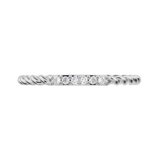 0.045Ct Round Cut Simulated Clear Diamond Minimalist Stackable knot twist twist simple 14K / 18K Solid White Gold everyday wedding band