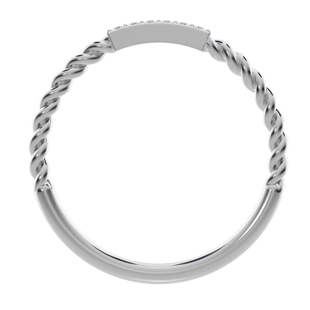 0.045Ct Round Cut Simulated Clear Diamond Minimalist Stackable knot twist twist simple 14K / 18K Solid White Gold everyday wedding band