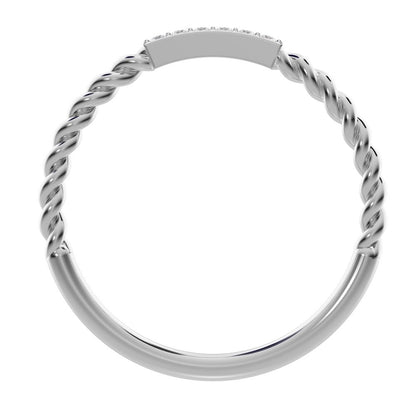 0.045Ct Round Cut Simulated Clear Diamond Minimalist Stackable knot twist twist simple 14K / 18K Solid White Gold everyday wedding band