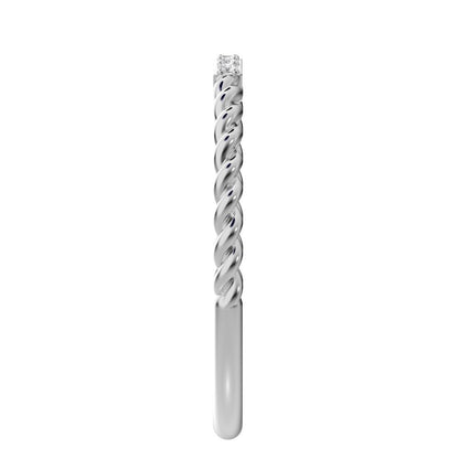 0.045 ct Round Cut Moissanite dainty Minimalist Stackable knot twist twist simple 14K / 18K Solid White Gold everyday wedding band