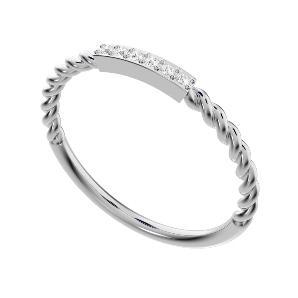 0.045 ct Round Cut Moissanite dainty Minimalist Stackable knot twist twist simple 14K / 18K Solid White Gold everyday wedding band