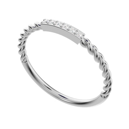 0.045 ct Round Cut Moissanite dainty Minimalist Stackable knot twist twist simple 14K / 18K Solid White Gold everyday wedding band