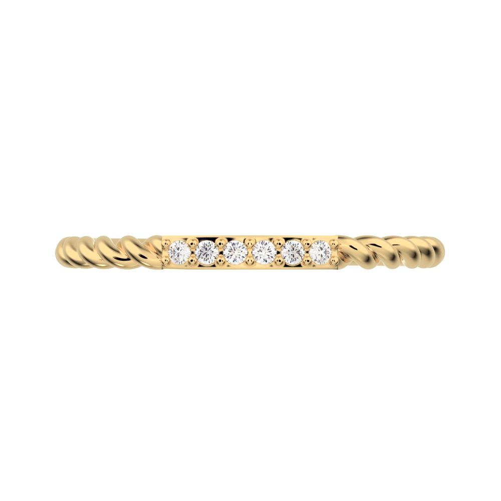 0.045 ct Round Cut Moissanite dainty Minimalist Stackable knot twist twist simple 14K / 18K Solid Yellow Gold everyday wedding band