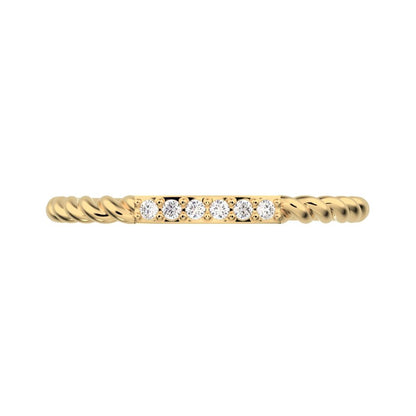 0.045 ct Round Cut Moissanite dainty Minimalist Stackable knot twist twist simple 14K / 18K Solid Yellow Gold everyday wedding band