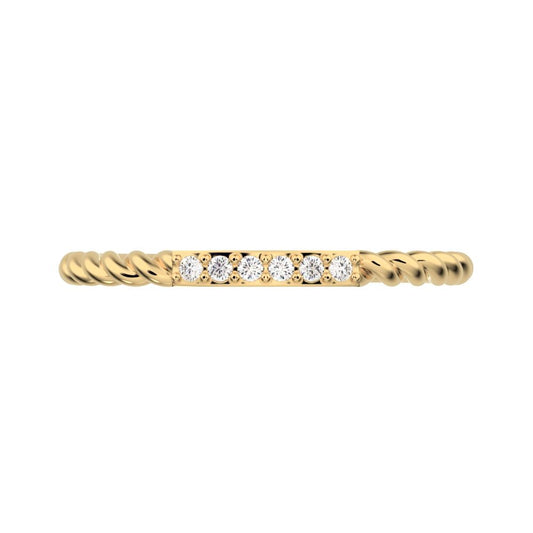 0.045 ct Round Cut Moissanite dainty Minimalist Stackable knot twist twist simple 14K / 18K Solid Yellow Gold everyday wedding band