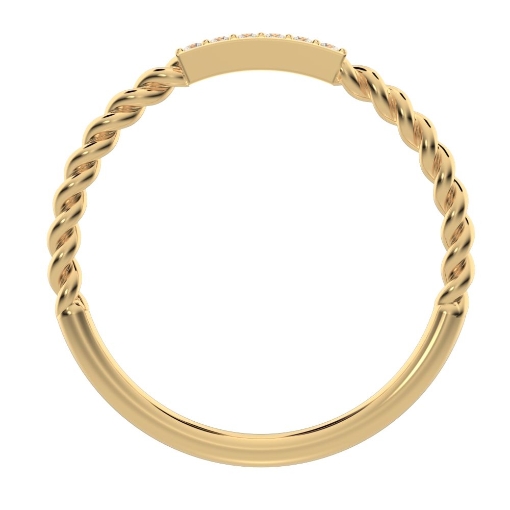 0.045 ct Round Cut Moissanite dainty Minimalist Stackable knot twist twist simple 14K / 18K Solid Yellow Gold everyday wedding band