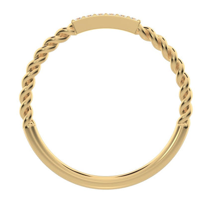 0.045 ct Round Cut Moissanite dainty Minimalist Stackable knot twist twist simple 14K / 18K Solid Yellow Gold everyday wedding band