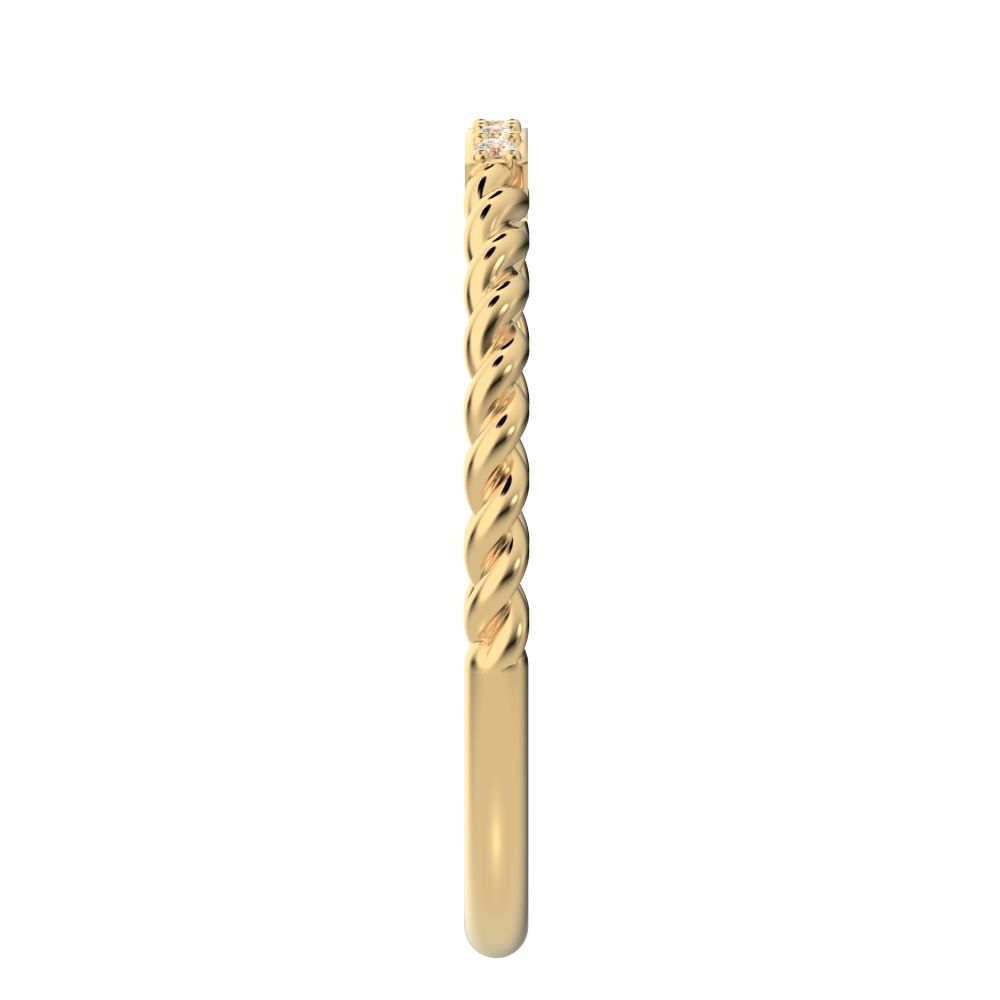 0.045 ct Round Cut Moissanite dainty Minimalist Stackable knot twist twist simple 14K / 18K Solid Yellow Gold everyday wedding band