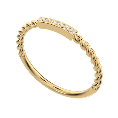 0.045Ct Round Cut Simulated Clear Diamond Minimalist Stackable knot twist twist simple 14K / 18K Solid Yellow Gold everyday wedding band