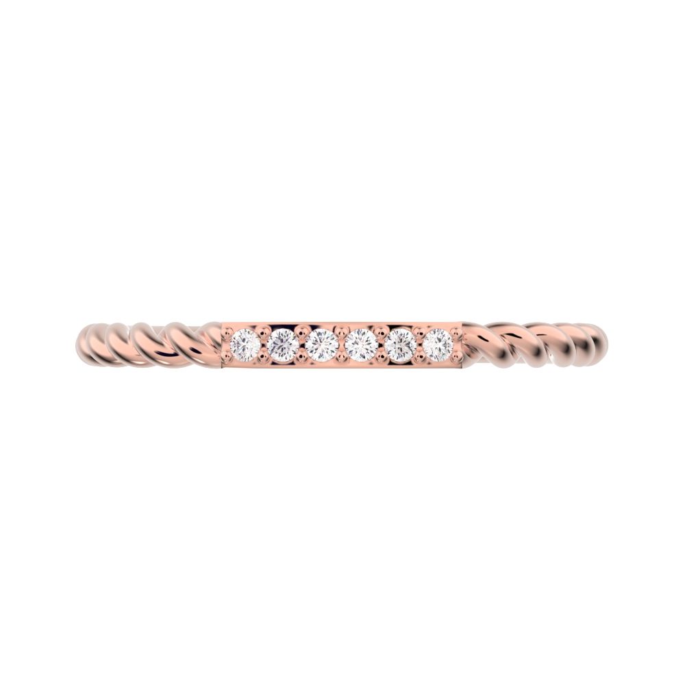 0.045 ct Round Cut Moissanite dainty Minimalist Stackable knot twist twist simple 14K / 18K Solid Rose Gold everyday wedding band