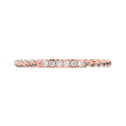 0.045 ct Round Cut Moissanite dainty Minimalist Stackable knot twist twist simple 14K / 18K Solid Rose Gold everyday wedding band