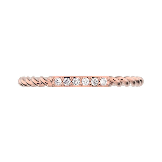 0.045 ct Round Cut Moissanite dainty Minimalist Stackable knot twist twist simple 14K / 18K Solid Rose Gold everyday wedding band