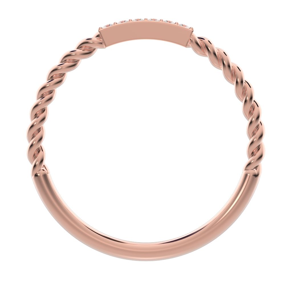 0.045 ct Round Cut Moissanite dainty Minimalist Stackable knot twist twist simple 14K / 18K Solid Rose Gold everyday wedding band