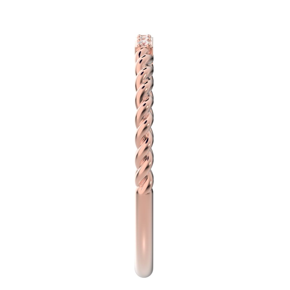 0.045Ct Round Cut Simulated Clear Diamond Minimalist Stackable knot twist twist simple 14K / 18K Solid Rose Gold everyday wedding band