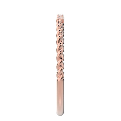 0.045Ct Round Cut Simulated Clear Diamond Minimalist Stackable knot twist twist simple 14K / 18K Solid Rose Gold everyday wedding band
