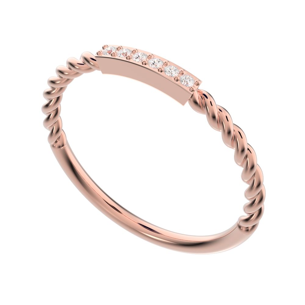 0.045 ct Round Cut Moissanite dainty Minimalist Stackable knot twist twist simple 14K / 18K Solid Rose Gold everyday wedding band
