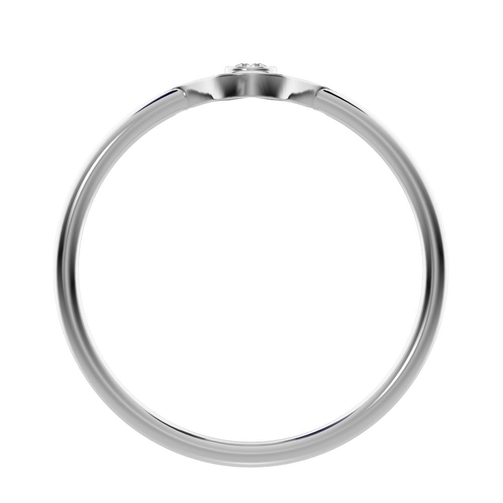 0.03 ct Round Cut Moissanite dainty Minimalist Hamsa bezel 1 stone simple light 14K / 18K Solid White Gold everyday ring