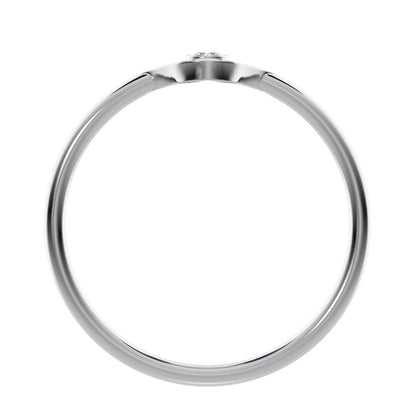 0.03 ct Round Cut Moissanite dainty Minimalist Hamsa bezel 1 stone simple light 14K / 18K Solid White Gold everyday ring