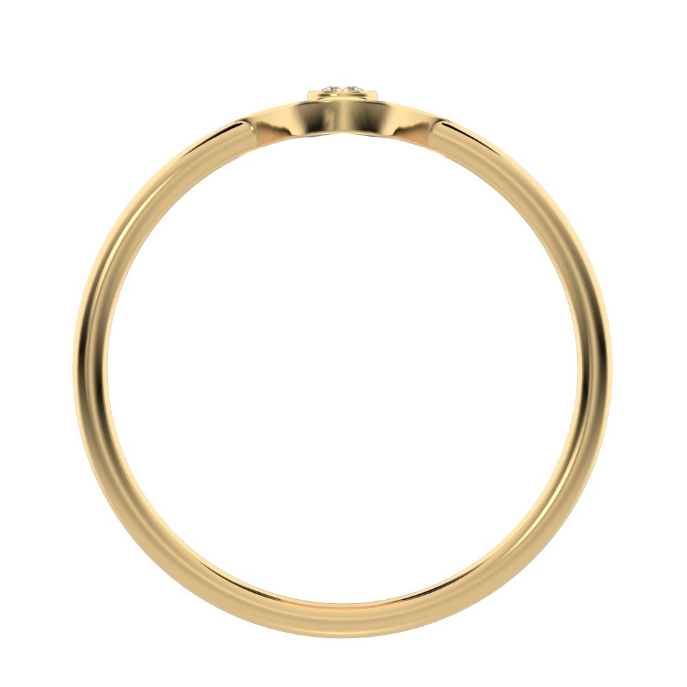 0.03 ct Round Cut Simulated Clear Diamond dainty Minimalist Hamsa bezel 1 stone simple light 14K / 18K Solid Yellow Gold everyday ring