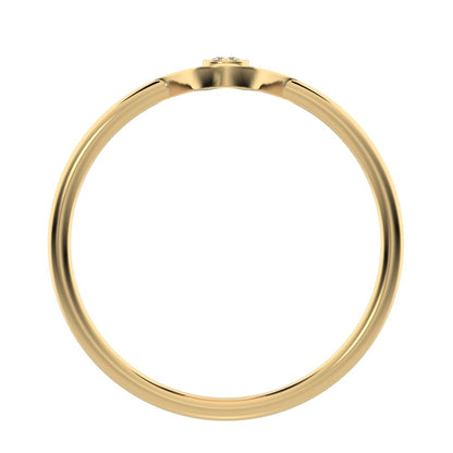 0.03 ct Round Cut Moissanite dainty Minimalist Hamsa bezel 1 stone simple light 14K / 18K Solid Yellow Gold everyday ring