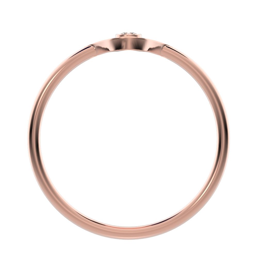 0.03 ct Round Cut Simulated Clear Diamond dainty Minimalist Hamsa bezel 1 stone simple light 14K / 18K Solid Rose Gold everyday ring