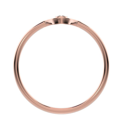 0.03 ct Round Cut Moissanite dainty Minimalist Hamsa bezel 1 stone simple light 14K / 18K Solid Rose Gold everyday ring