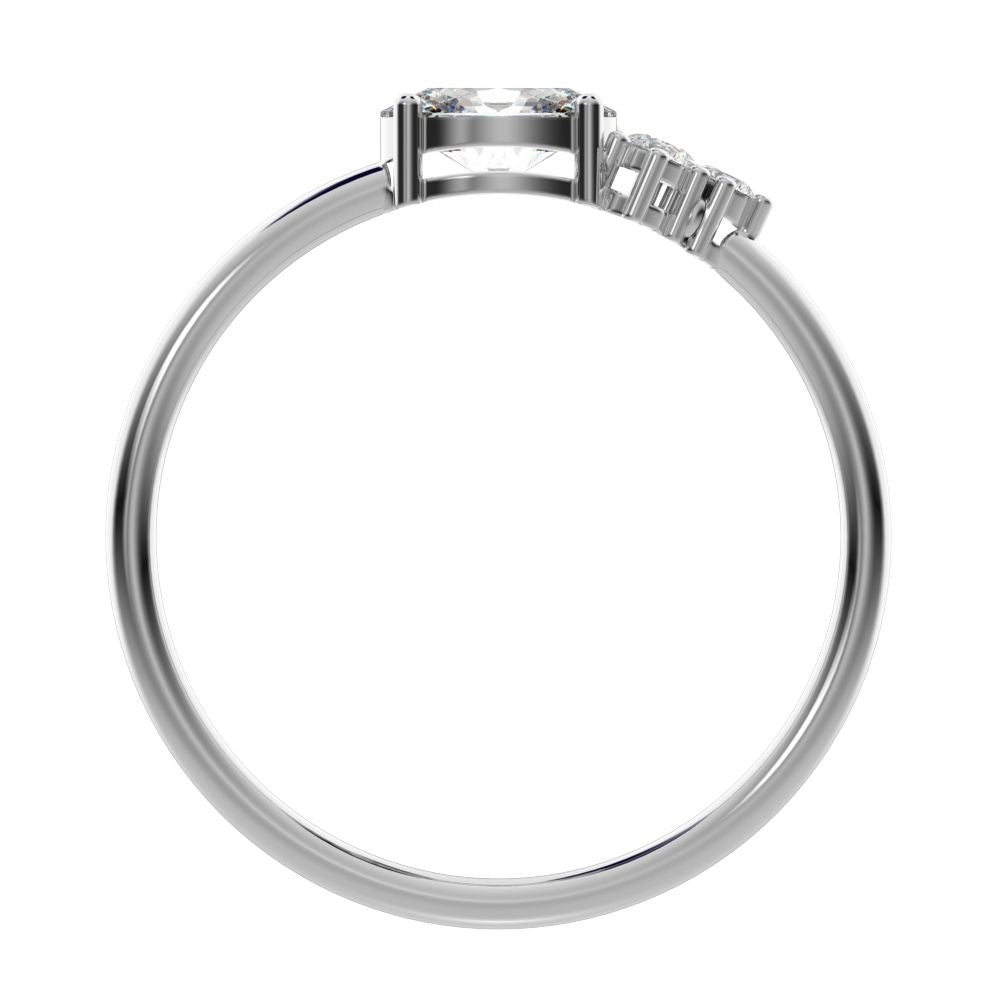 0.51 ct oval Cut Simulated Clear Diamond dainty Minimalist Toi et Moi cluster simple light 14K / 18K Solid White Gold everyday ring